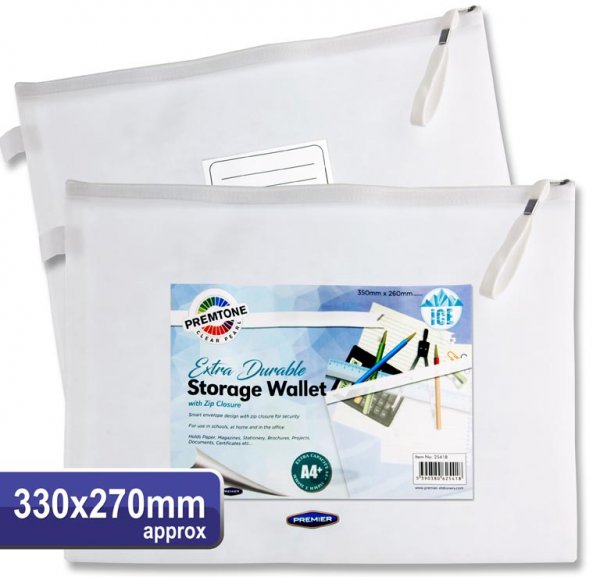 PREMTO A4+ EXTRA DURABLE STORAGE WALLET - ICE CLEAR PEARL