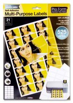 PRO:FORM 25 SHEETS - 21 LABELS 63.5x38mm per sheet