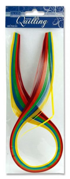 * ICON CRAFT PKT.100 QUILLING PAPERS - BRIGHT