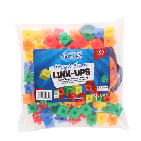 CLEVER KIDZ BAG 100 COLOURED LINKING CUBES