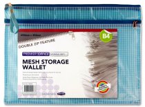 PREMIER OFFICE B4 DOUBLE ZIP MESH WALLET 3 ASST.