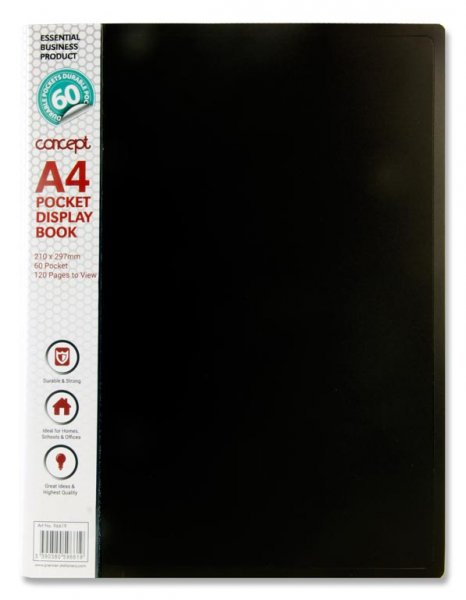 CONCEPT A4 60 POCKET DISPLAY BOOK - BLACK