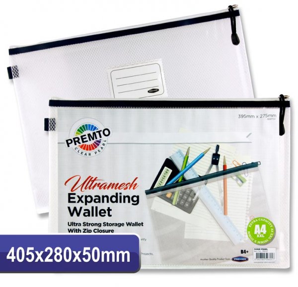 PREMTO A4 XXL ULTRAMESH EXPANDING WALLET - CLEAR PEARL