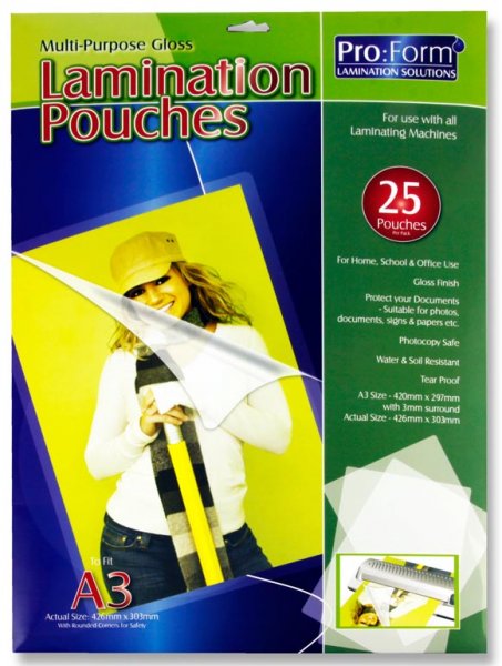 PRO:FORM A3 PACK 25 LAMINATING POUCHES