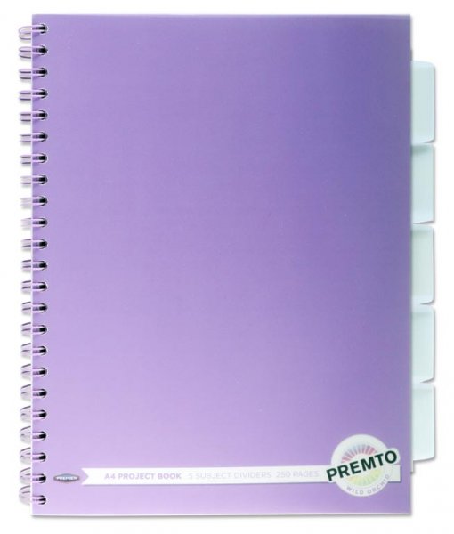 PREMTO PASTEL A4 250pg PP 5 SUBJECT WIRO PROJECT BOOK 4 ASST.
