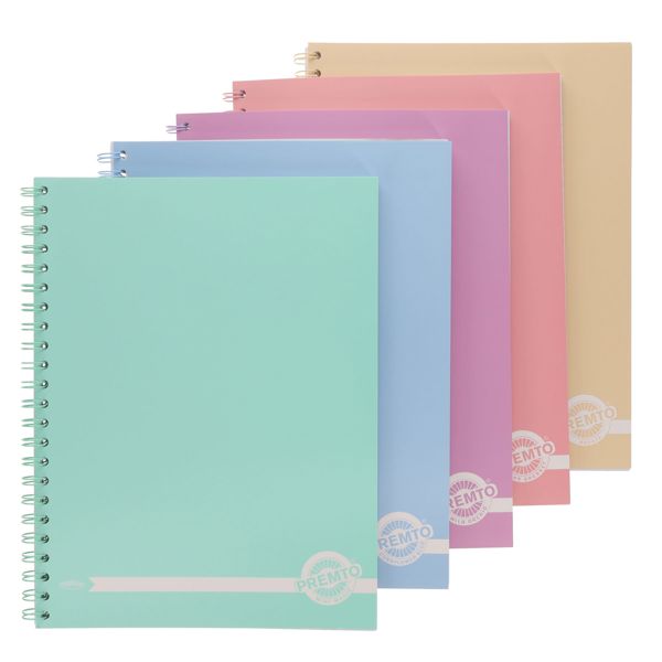 PREMTO PASTEL A4 200pg WIRO NOTEBOOK 4 ASST.