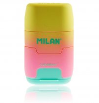 MILAN COMPACT TWIN HOLE SHARPENER & ERASER SUNSET 4 ASST CDU