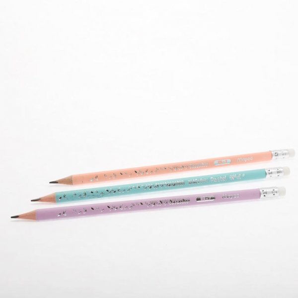 MAPED BLACK'PEPS ERGO HB PENCIL W/ERASER - PASTEL 3 ASST CDU