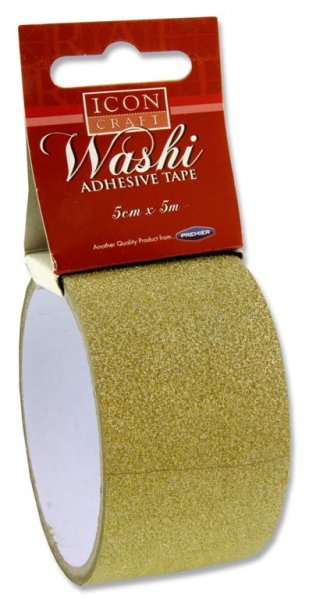 * ICON CRAFT 5m x 5cm WASHI TAPE - GOLD GLITTER