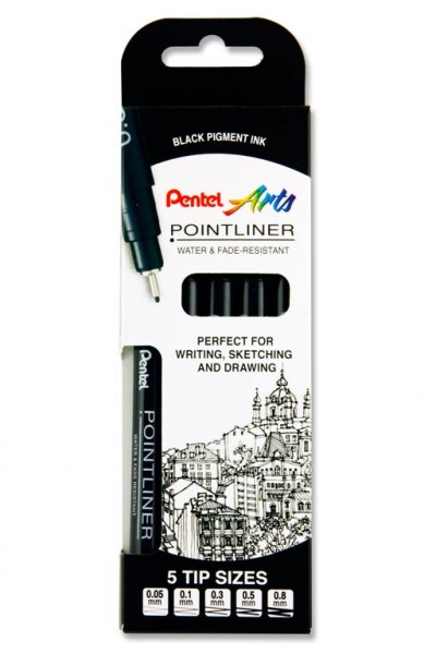 PENTEL Fineliners 5 tip sizes