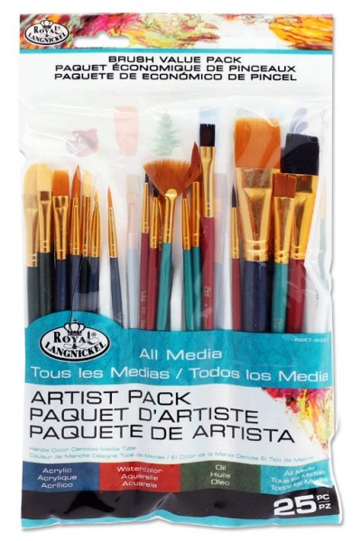 25pce ARTIST VARIETY BRUSH PACK - ALL MEDIA