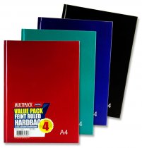 PREMIER PKT.4 A4 160pg HARDCOVER NOTEBOOK - BOLD
