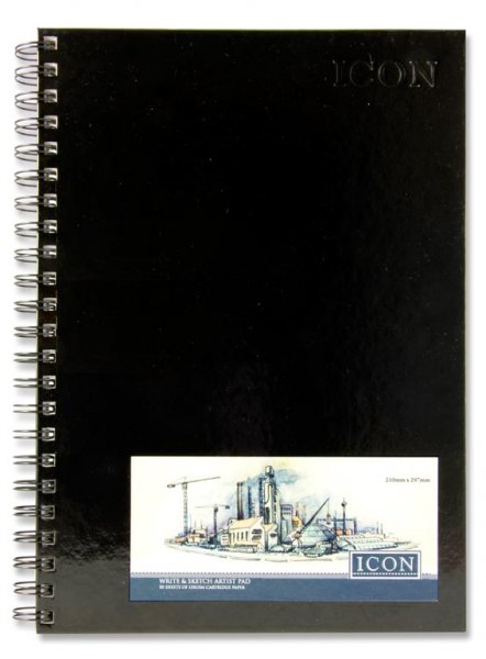 ICON A4 135gsm WIRO HARDCOVER SKETCH PAD 50 SHEETS