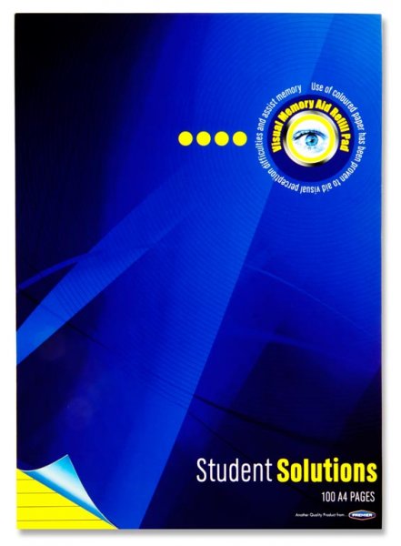 STUDENT SOLUTIONS A4 100pg VISUAL MEMORY AID REFILL PAD - YELLOW
