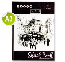 ICON A3 135gsm HARDCOVER SKETCH BOOK 64 SHEETS