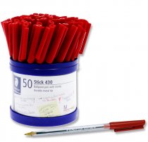 STAEDTLER TUB 50 STICK 430 BALLPOINT PENS - RED