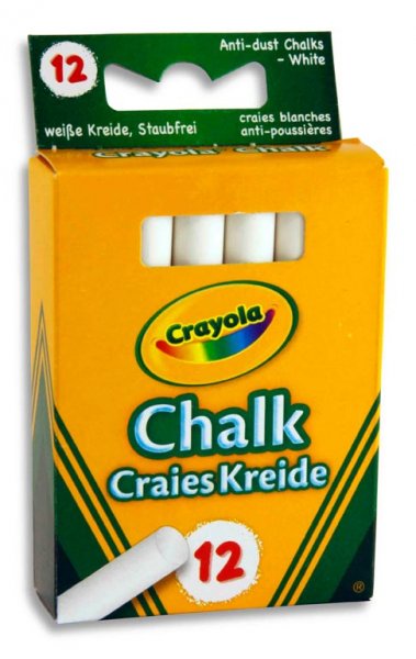 CRAYOLA BOX 12 ANTI-DUST CHALK - WHITE