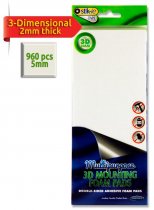 STIK-IE PKT.960 5mm 3D MOUNTING FOAM PADS - SQUARE
