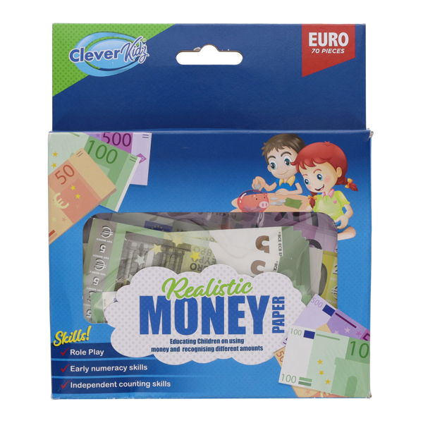CLEVER KIDZ PKT.70 PAPER EURO MONEY SET