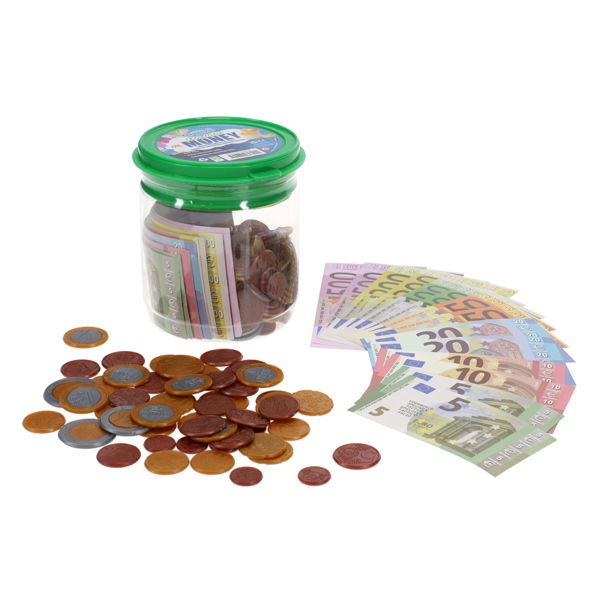 CLEVER KIDZ 190pce TUB COIN & PAPER EURO MONEY SET