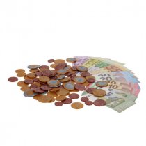 CLEVER KIDZ 190pce TUB COIN & PAPER EURO MONEY SET