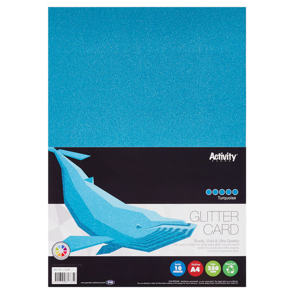 PREMIER ACTIVITY A4 250gsm GLITTER CARD 10 SHEETS - TURQUOISE