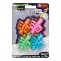 CLEVER KIDZ CARD 4 BUTTERFLY JUNIOR PENCIL GRIPS