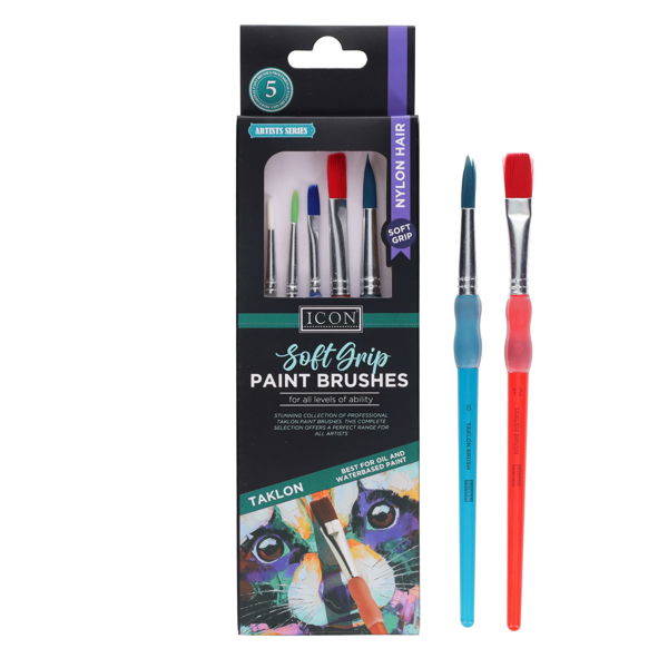 ICON WALLET 5 SOFT GRIP NYLON PAINT BRUSHES