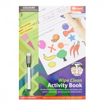 ORMOND A4 14PG WIPE CLEAN ACTIVITY BOOK W/PEN - COLOURS & SHAPES