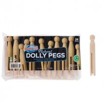 CRAFTY BITZ PKT.24 DOLLY PEGS - NATURAL