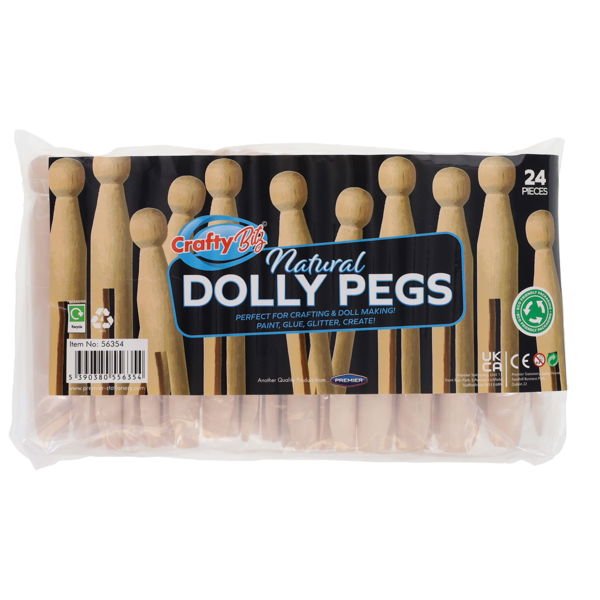CRAFTY BITZ PKT.24 DOLLY PEGS - NATURAL