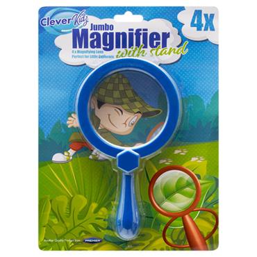 CLEVER KIDZ JUMBO 4x MAGNIFIER W/BUILT-IN STAND