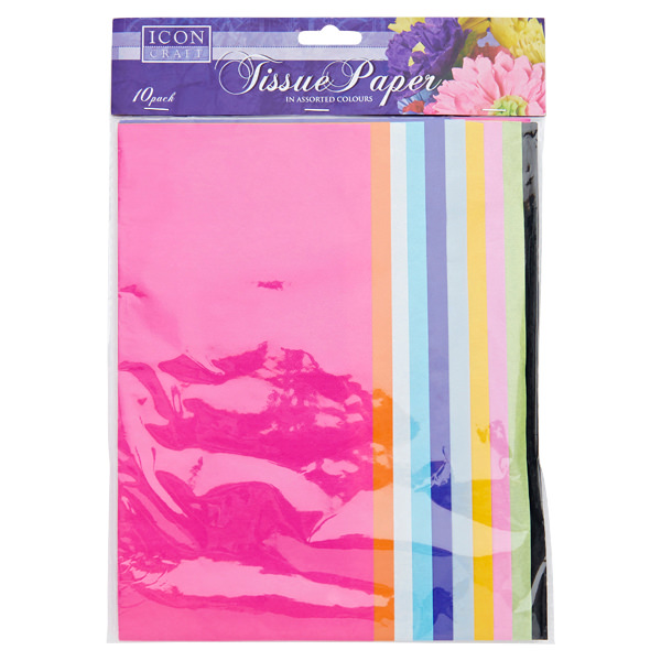 ICON CRAFT PKT.10 SHEETS TISSUE PAPER - BRIGHT