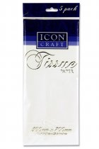 ICON CRAFT PKT.5 500x700mm TISSUE PAPER - WHITE