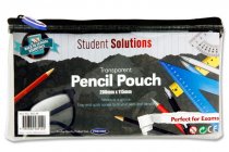 STUDENT SOLUTIONS 200x115mm TRANSPARENT PENCIL CASE 3 ASST.