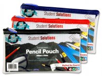 STUDENT SOLUTIONS 200x115mm TRANSPARENT PENCIL CASE 3 ASST.