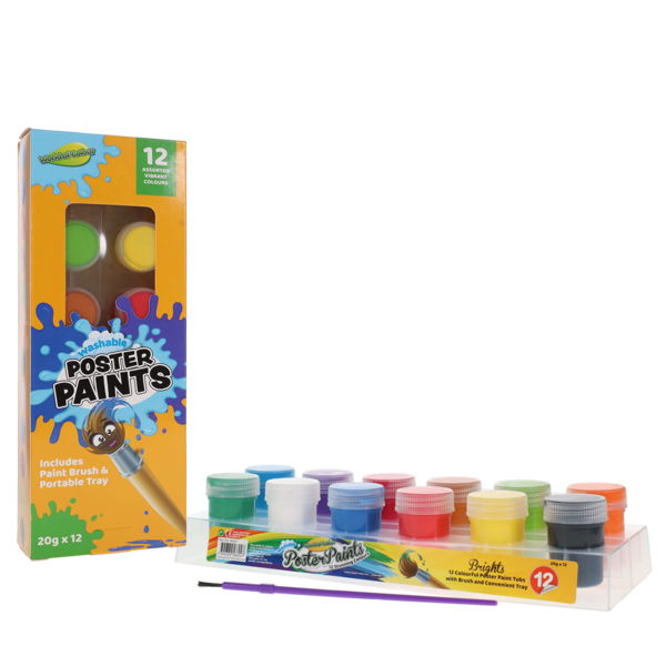 WOC 12x20g POSTER PAINT TUBS IN PLATFORM W/BRUSH