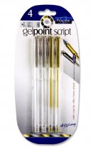 PRO:SCRIBE CARD 4 GELPOINT SCRIPT GEL PENS - SILVER & GOLD