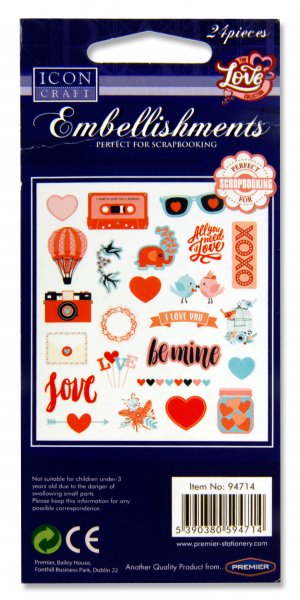 * ICON CRAFT PKT.24 EMBELLISHMENTS - LOVE