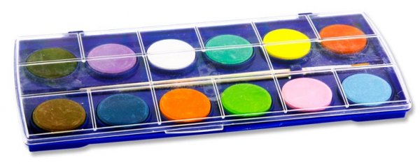 WOC 12 COLOUR WATERCOLOUR PAINT PALETTE SET WITH BRUSH