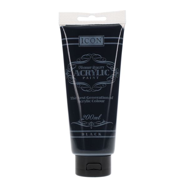 ICON ACRYLIC PAINT 200ml - BLACK