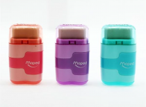 Maped Duo Twin Hole Sharpener/eraser - Pastel 3 Asst Cdu