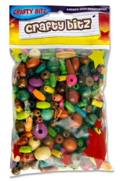 Crafty Bitz 100g Pack Coloured Wooden Beads