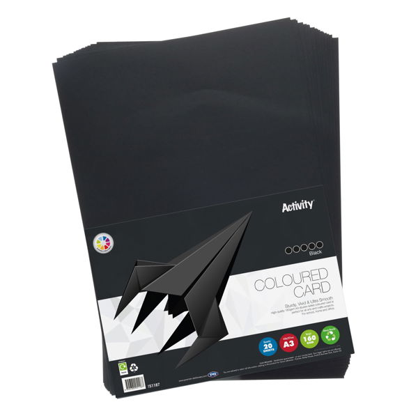 Premier Activity A3 160gsm Card 20 Sheets - Black