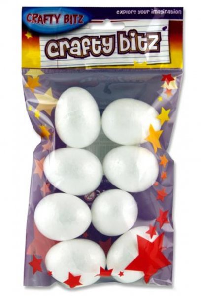 Crafty Bitz Pkt.8 Polystyrene Eggs - 5cm