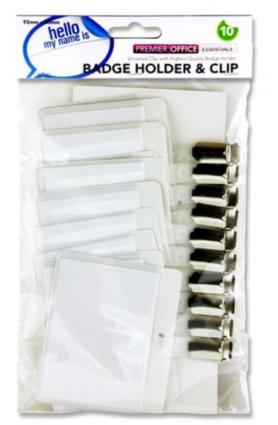 Premier Office Badge Holder & Clip 10pk