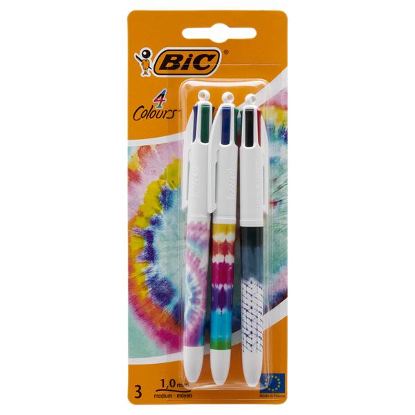 Bic Card 3 4 Colour Ballpoint Pens - Tie Dye Decor