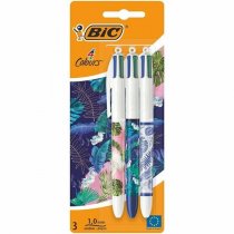 Bic Card 3 4 Colour Ballpoint Pens - Botanical Decor