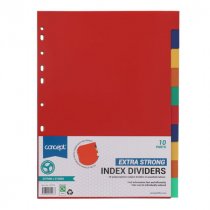 Premier Office PP Extra Strong Subject Dividers - 10 Part