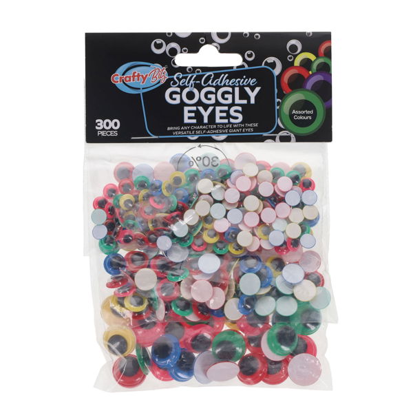 Crafty Bitz Pkt.300 Goggly Eyes - Coloured-3 sizes